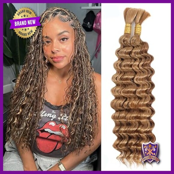 20 Inch Deep Wave Braiding Hair Extensions, 140g Human Hair Blend, Clip-In main image 5